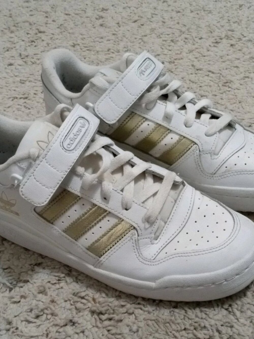 adidas Originals Forum Low White/Gold Leather Lace-Up Men's Size 9 Sneakers